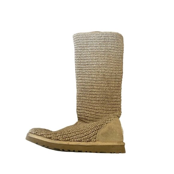 Ugg Boots Womens Size 6 Cardy Tan Brown Tall Button Winter Warm Excellent Used - Picture 4 of 8